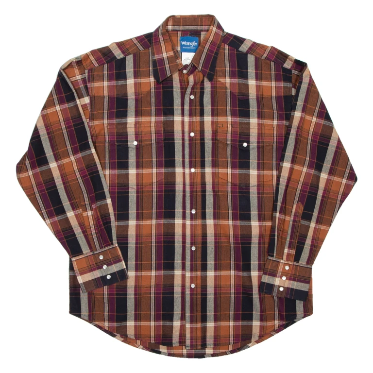 WRANGLER Mens Shirt Red Check Long Sleeve L