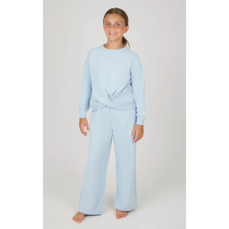 Girls 2 PC Melange Sweatshirt and Wide Leg Pant