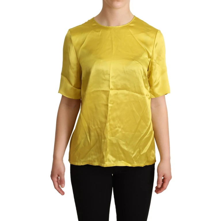 Dolce & Gabbana Yellow Silk Short Sleeve Blouse T-Shirt - Women