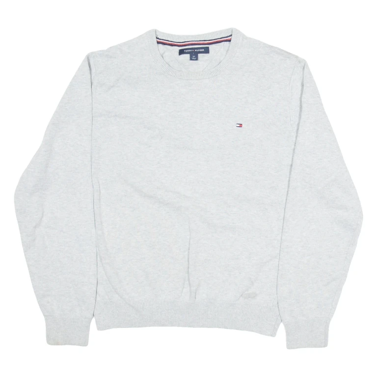 TOMMY HILFIGER Womens Jumper Grey Tight Knit S