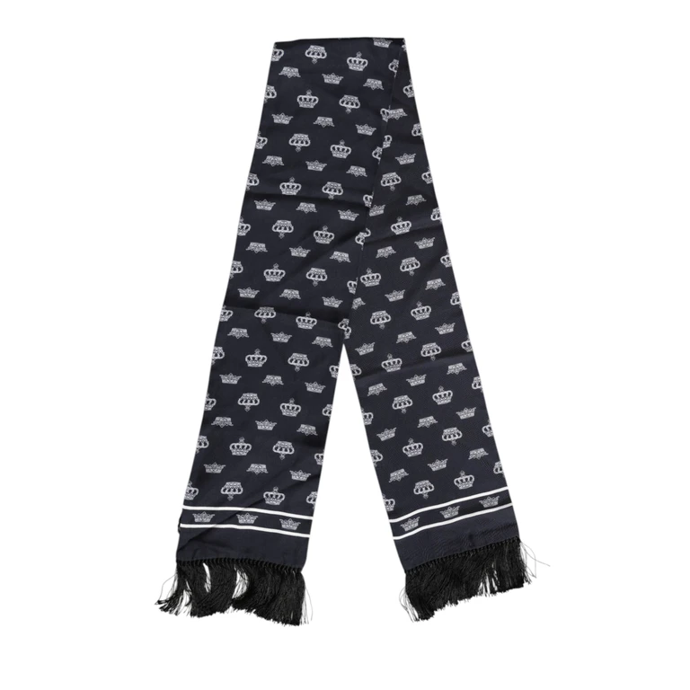 Black Silk Crown Fringes Men Foulard Scarf - Men