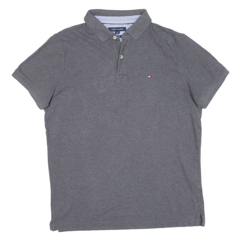 TOMMY HILFIGER Slim Fit Mens Polo Shirt Grey L
