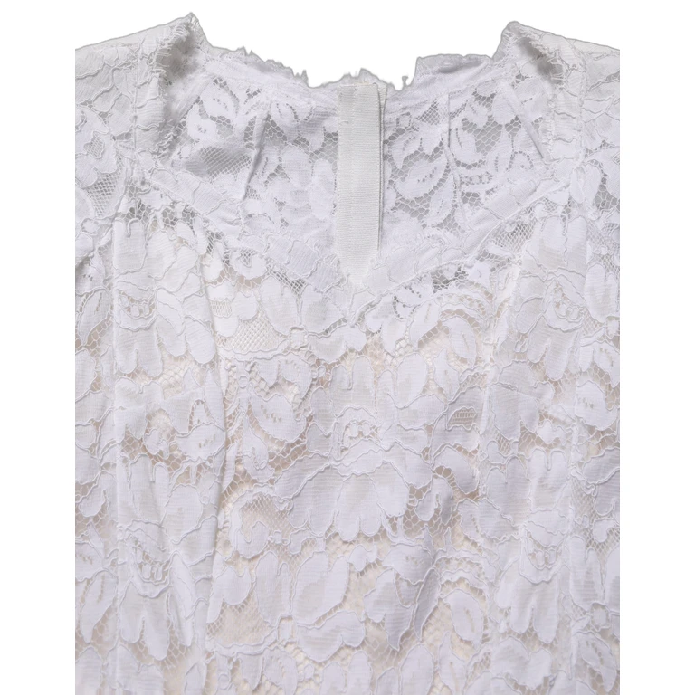 White Floral Lace Mermaid Long Gown Dress Cotton Nylon - Women