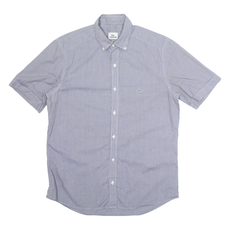 LACOSTE Mens Shirt Black Gingham Short Sleeve M