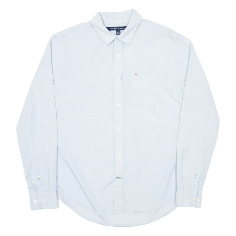 TOMMY HILFIGER Mens Plain Shirt Blue Long Sleeve M