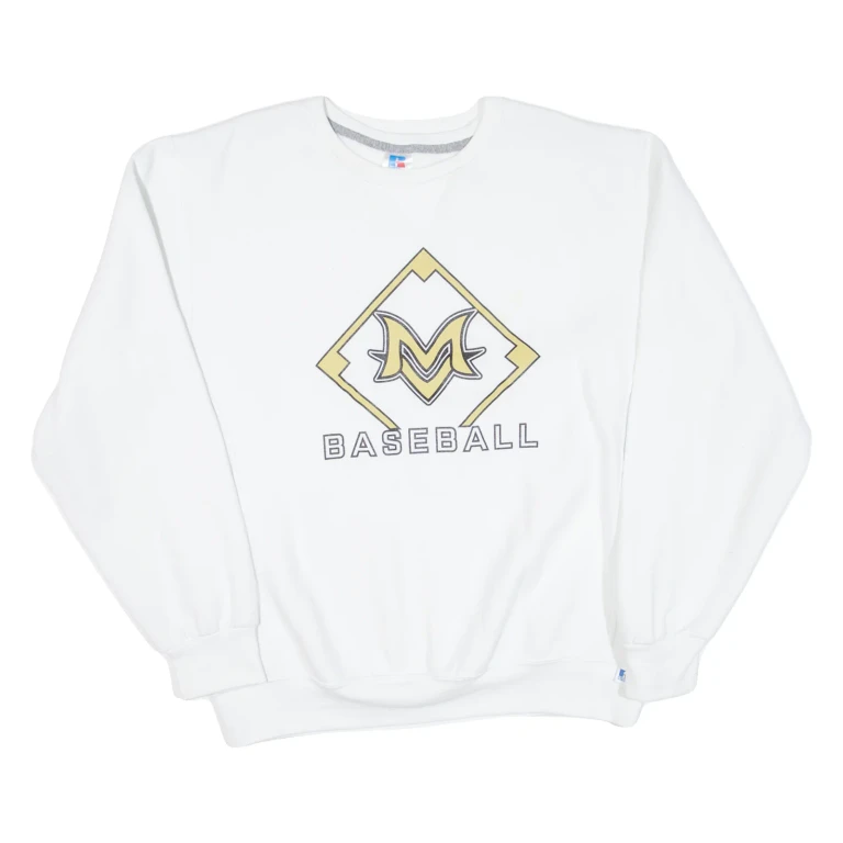 RUSSELL ATHLETIC Baseball Mens Sweatshirt White USA L