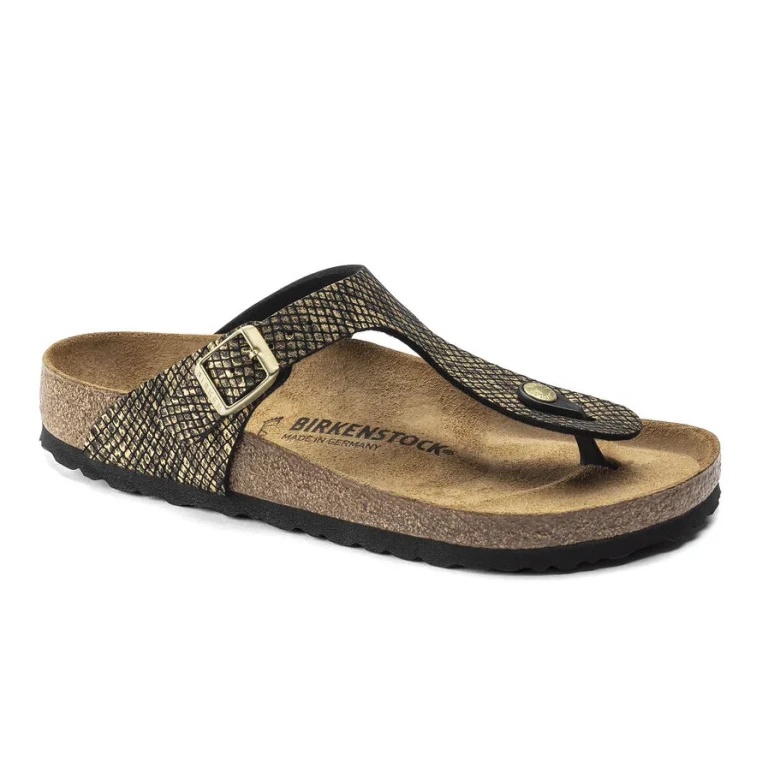 Gizeh Microfiber Shiny Python Black Sandals