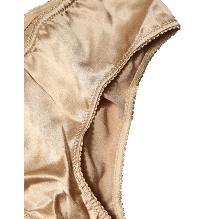 Dolce & Gabbana Beige Silk Stretch Mid Waist Brief Panty Underwear Elastane Clothing - Women