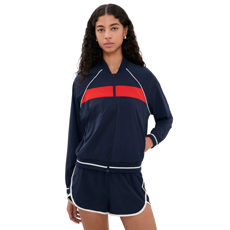 Maci Woven Nylon Jacket INDIGO/LOTUS RED XL