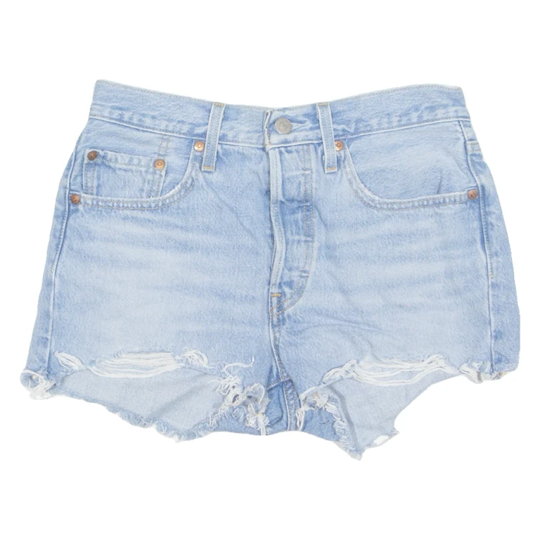 LEVI'S Cut Off 501 E Womens Denim Shorts Blue S W28