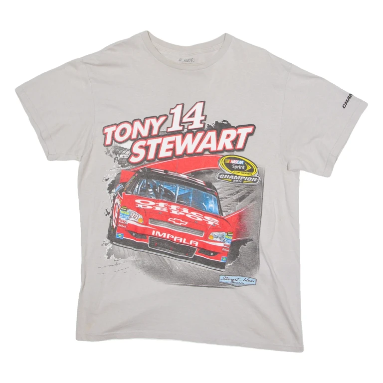 NASCAR Tony Stewart L* Mens T-Shirt Grey USA L