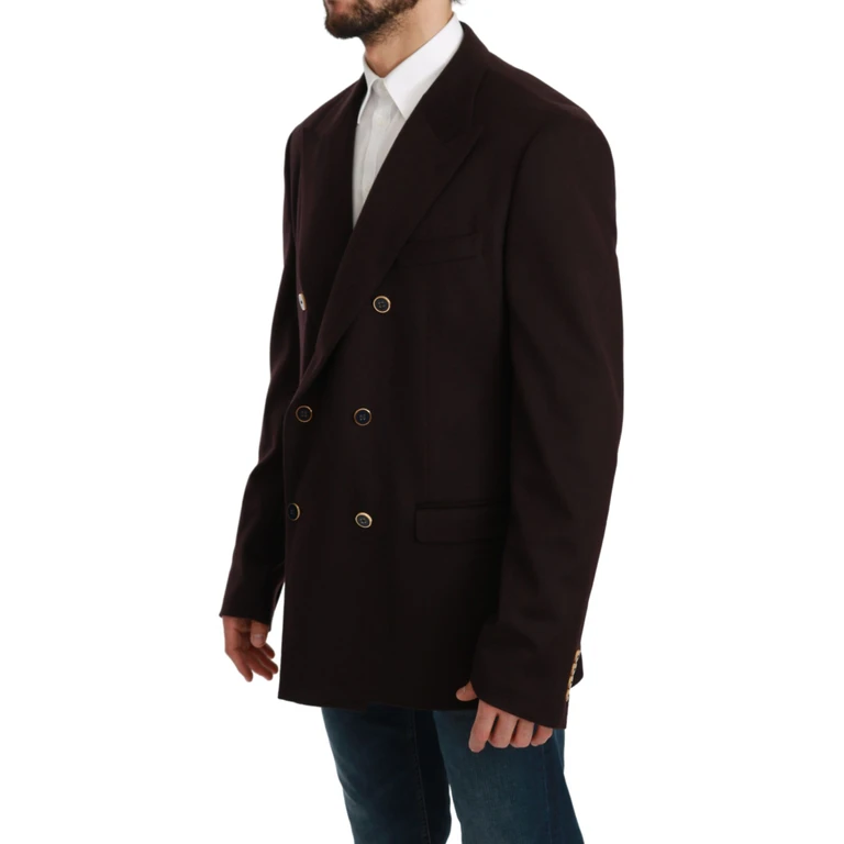Dolce & Gabbana Bordeaux Cashmere Coat Taormina Blazer Elastane Clothing - Men