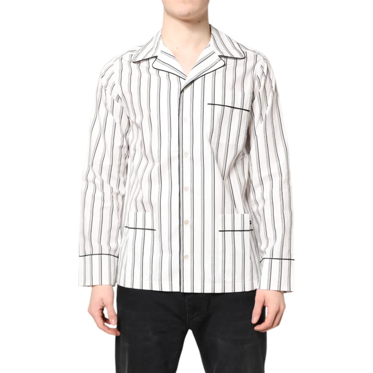 Dolce & Gabbana White Stripes Lounge Pajama Sleepwear Shirt Black/white Cotton - Men