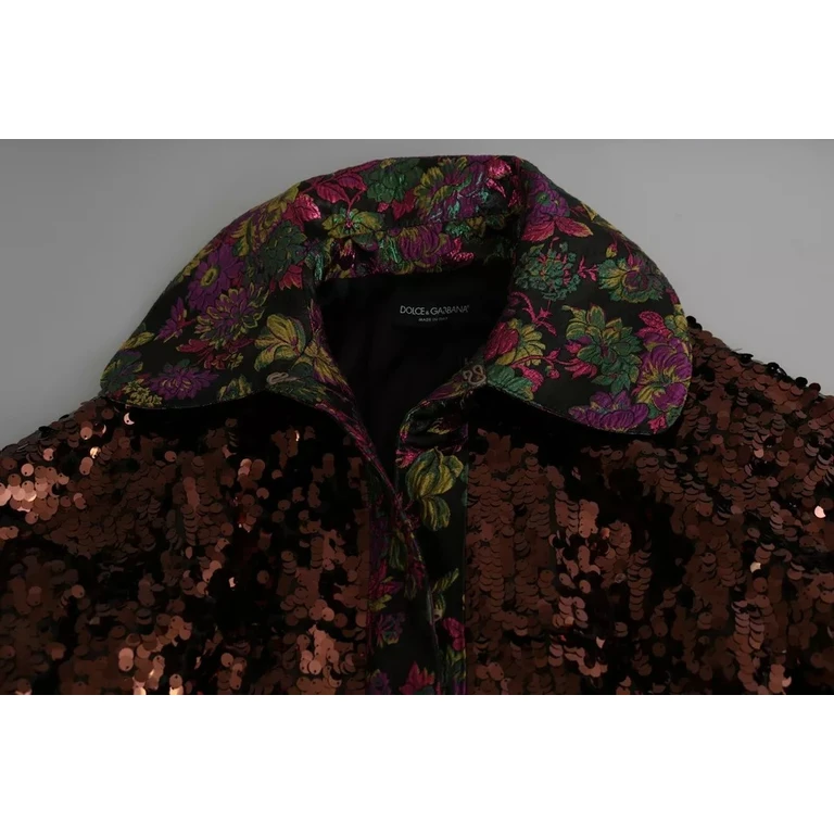 Dolce & Gabbana Multicolor Sequined Long Coat Jaquard Jacket Nylon Clothing - Women