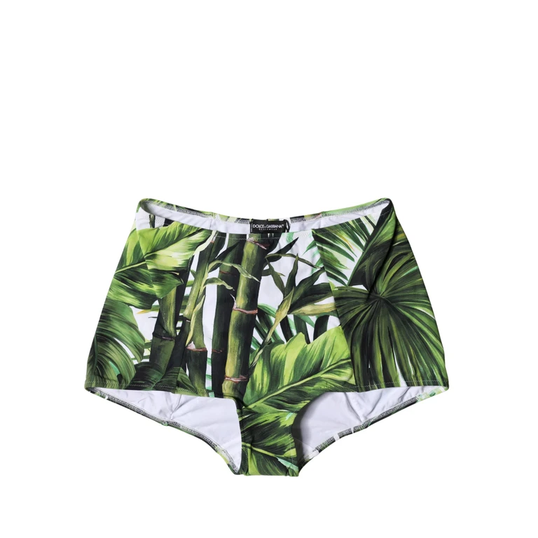 Dolce & Gabbana Green Leaf Print High-Waisted Girdle Underwear Elastane Nylon Clothing - Women