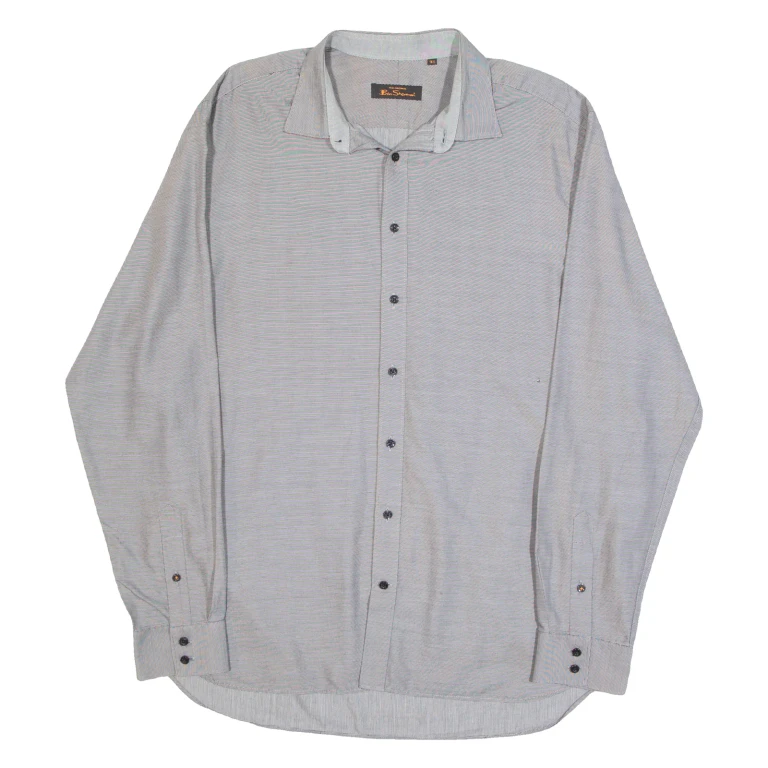 BEN SHERMAN Mens Plain Shirt Grey Long Sleeve XXS