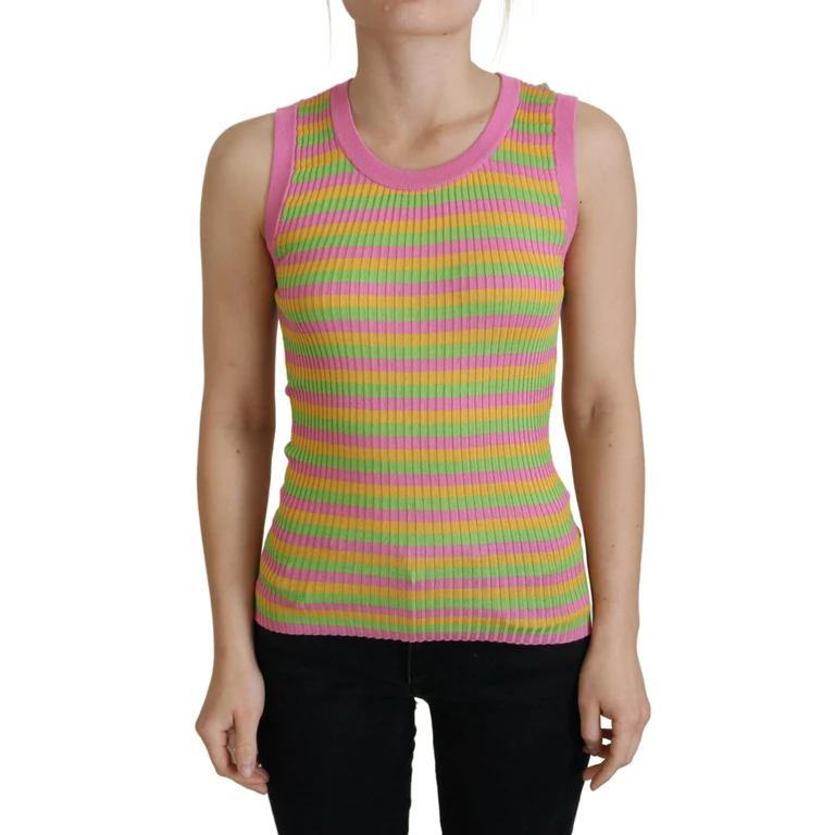Dolce & Gabbana Multicolor Silk Vest Pullover Tank Top - Women