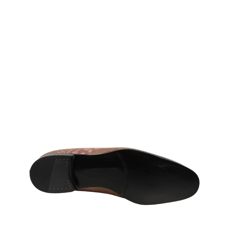 Pink Brocade Men Slip On Dress Loafers Shoes Leather - Men