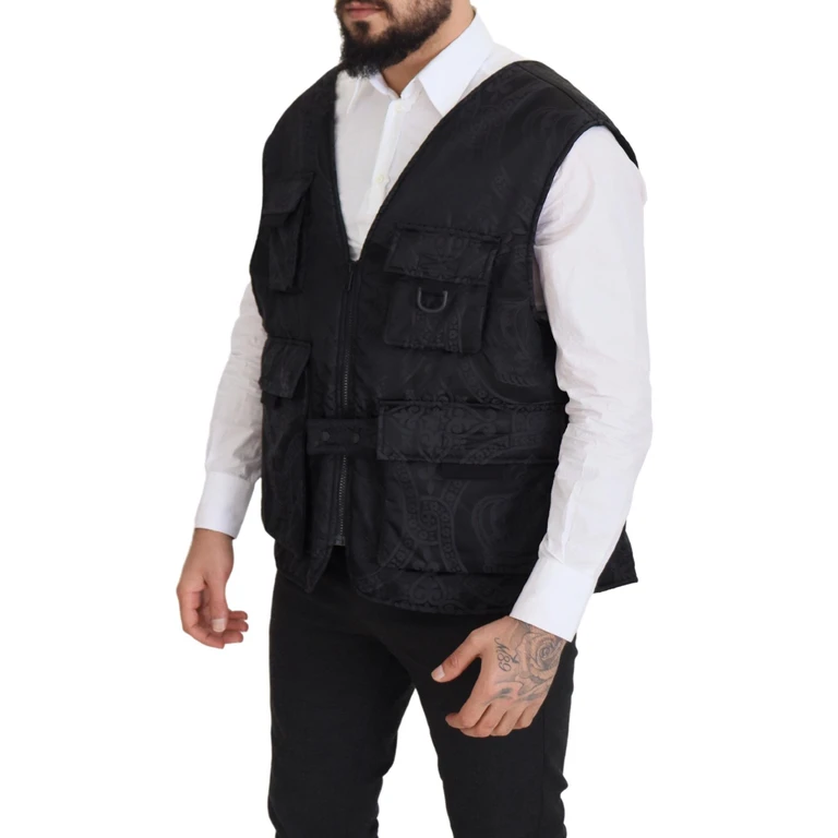 Black Nylon Full Zip Sleeveless Jacket Clothing - Men
