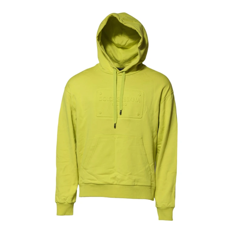 Dolce & Gabbana Green Cotton Hooded Logo Sweatshirt Sweater Gray Elastane Clothing - Men