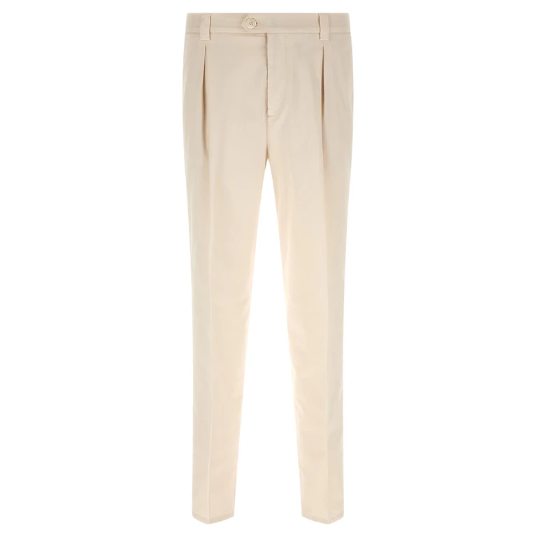 Brunello Cucinelli White Cotton Casual Pants - Men