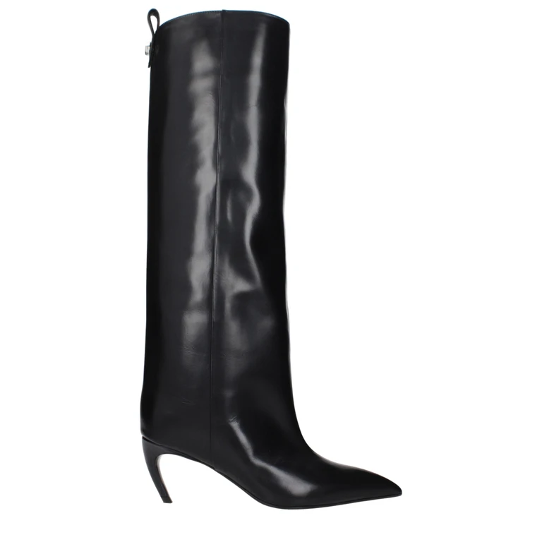 The Attico Black Leather High Heel Boots - Women