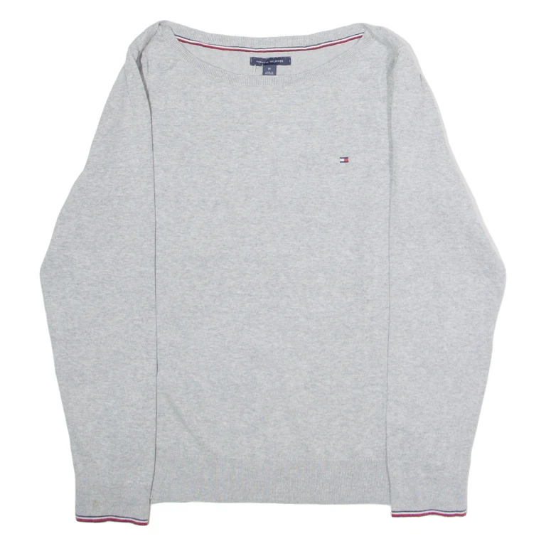 TOMMY HILFIGER Womens Jumper Grey Tight Knit M
