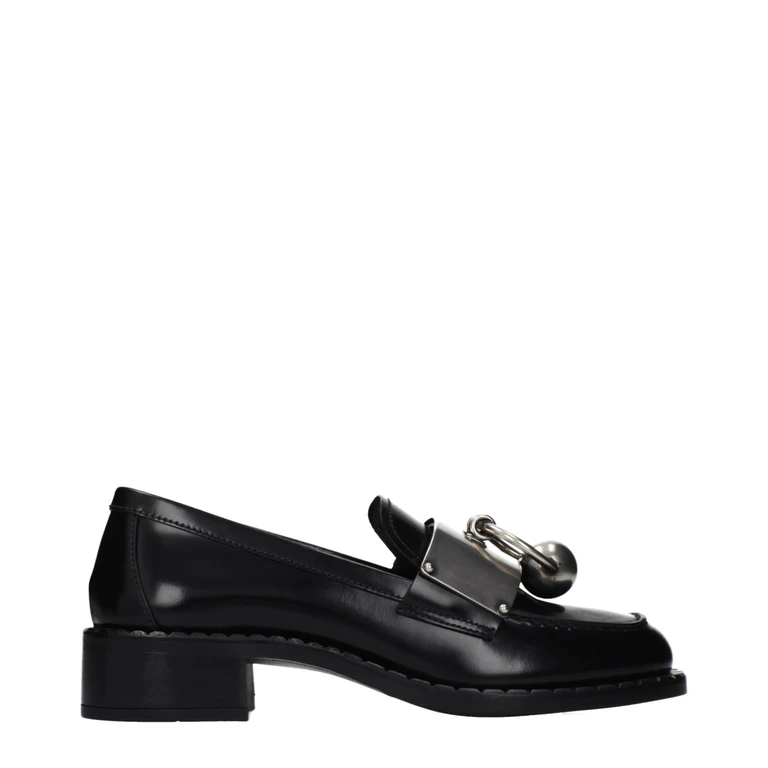 Black Leather Slip-On Loafers - Women