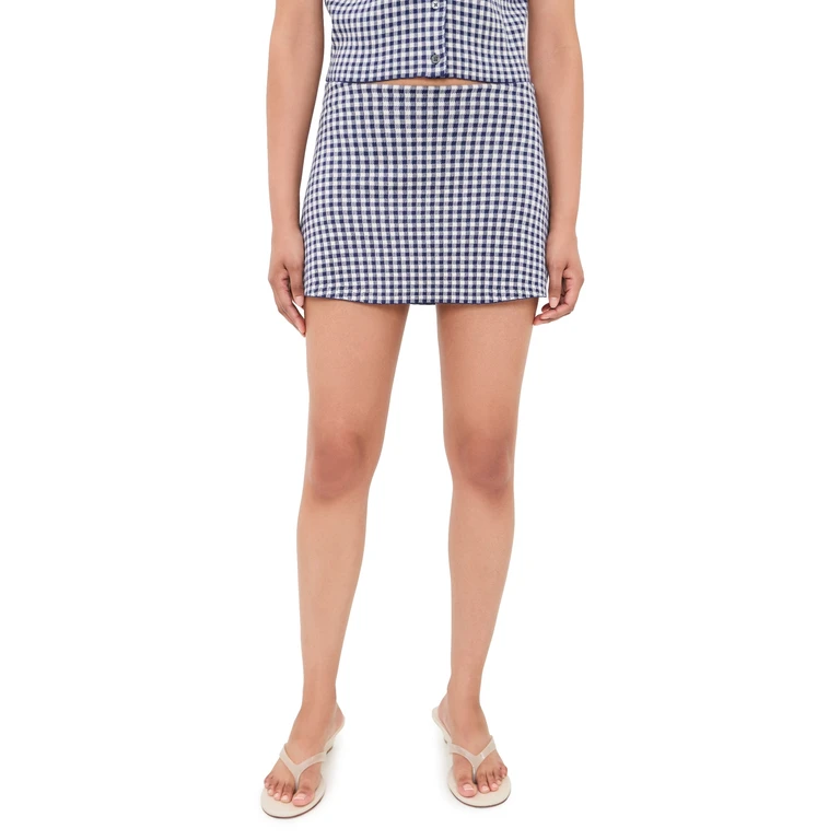 Good American The Keepsake Skort Navy Gingham L