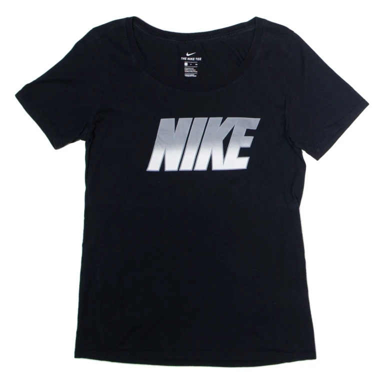 NIKE Athletic Cut Womens T-Shirt Black Crew Neck S