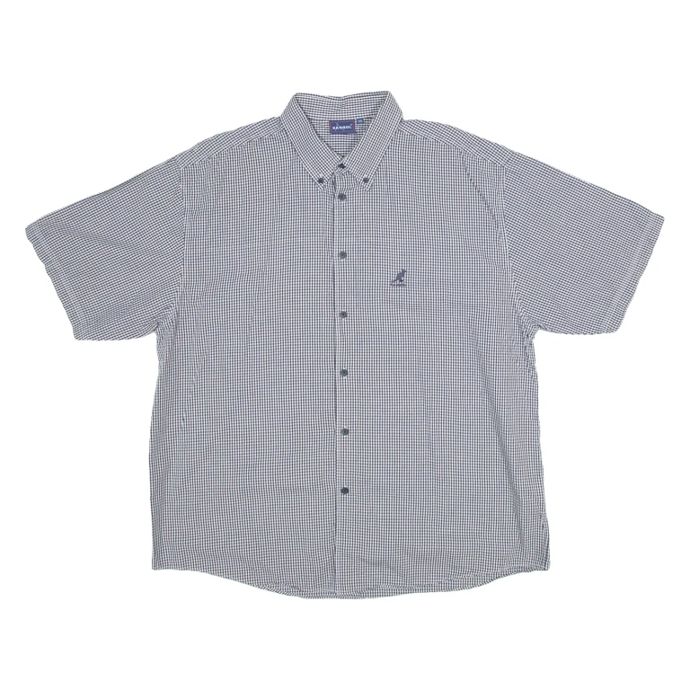 KANGOL Mens Shirt Black Gingham 2XL