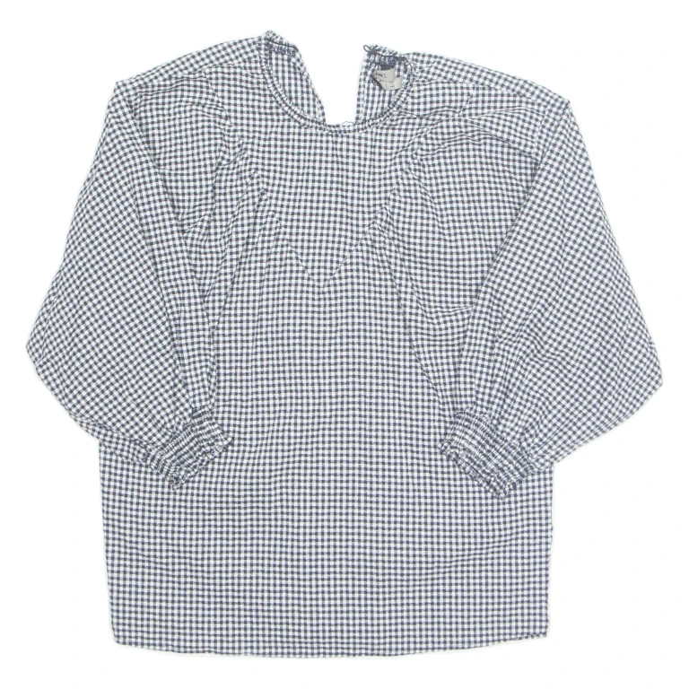ZARA Womens Printed Top Black 3/4 Sleeve Check XS