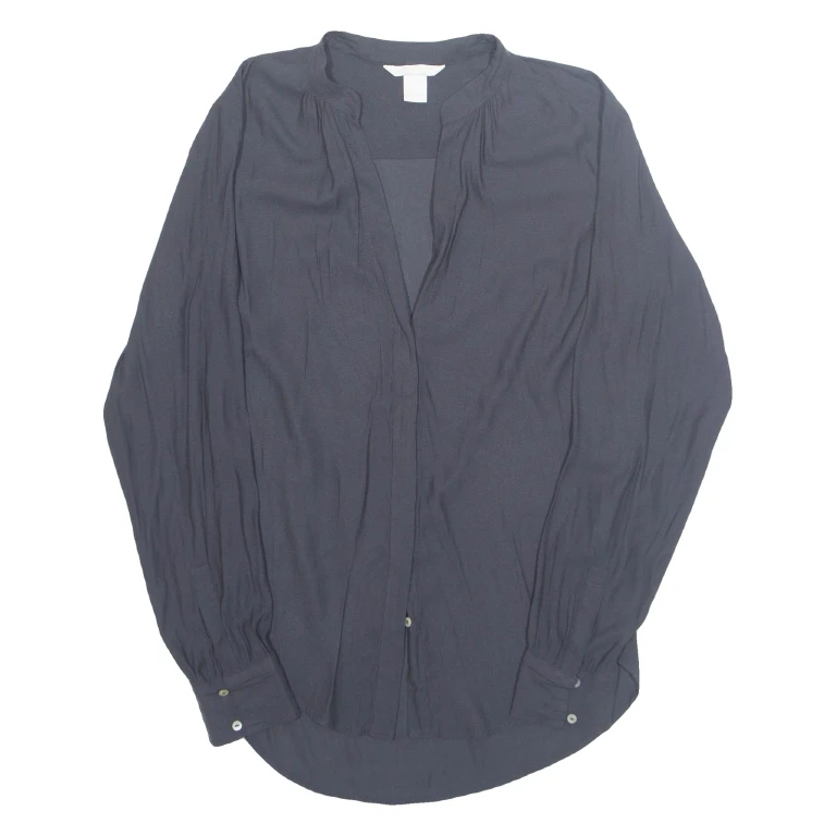 H&M Womens Blouse Blue V-Neck Long Sleeve S