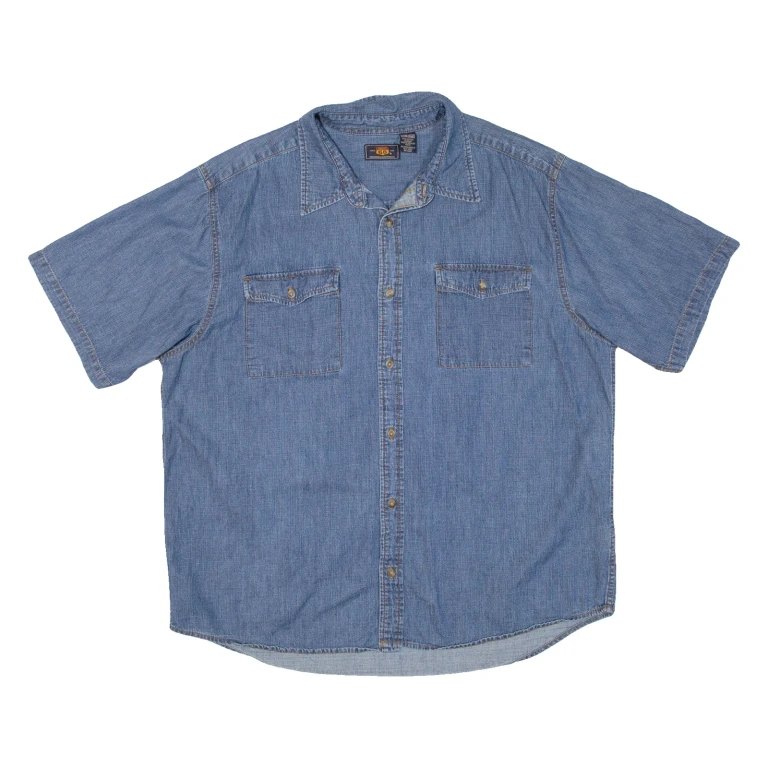 ROUTE 66 Mens Denim Shirt Blue XL