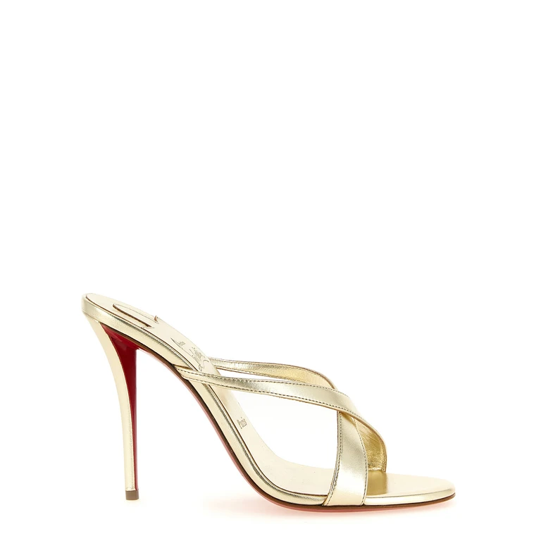 Christian Louboutin Gold Lambskin Stiletto Heel Sandals - Women