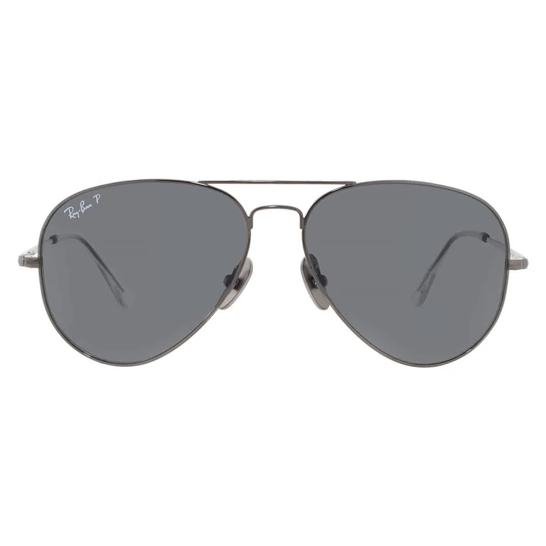 Ray Ban Aviator Titanium Black Polarized Pilot Unisex Sunglasses RB8089 165/48 58
