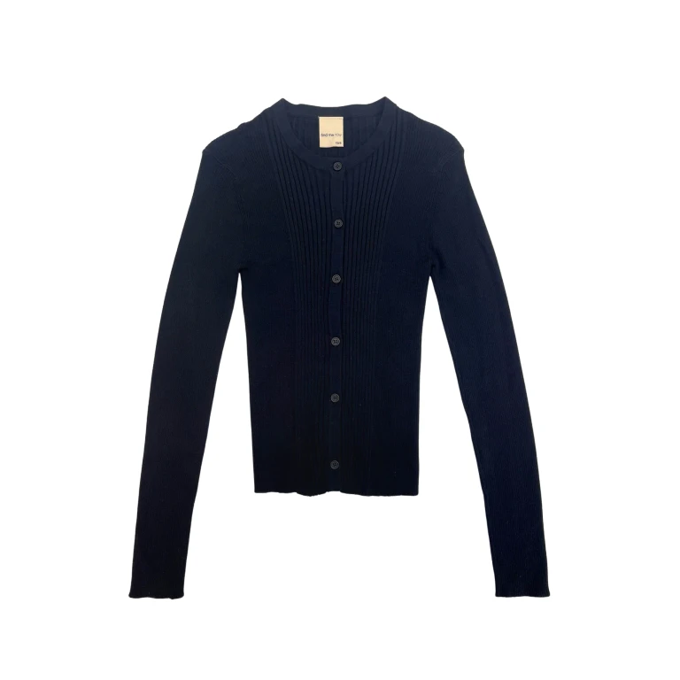 Ribbed Knit Cardigan in Navy
