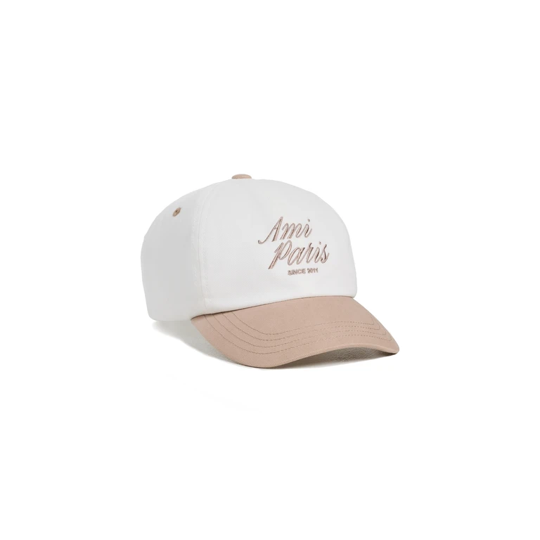 AMI Bicolor Ami Paris Cap Beige Taupe/Blanc Creme One Size