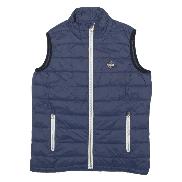 SCHOTT Mens Quilted Gilet Blue Nylon S