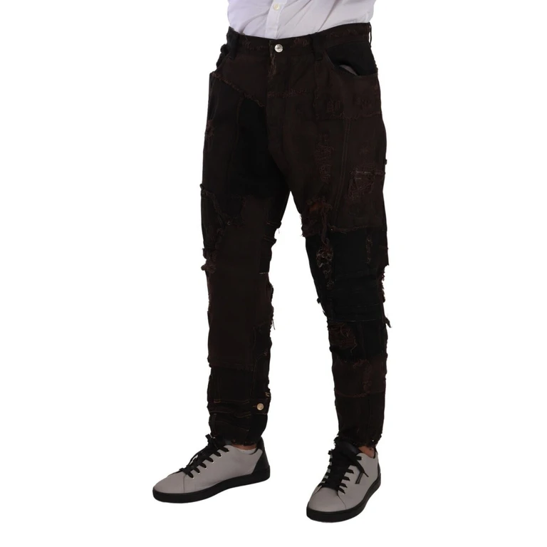 Dolce & Gabbana Brown Cotton Distressed Regular Denim Jeans Elastane Clothing - Men