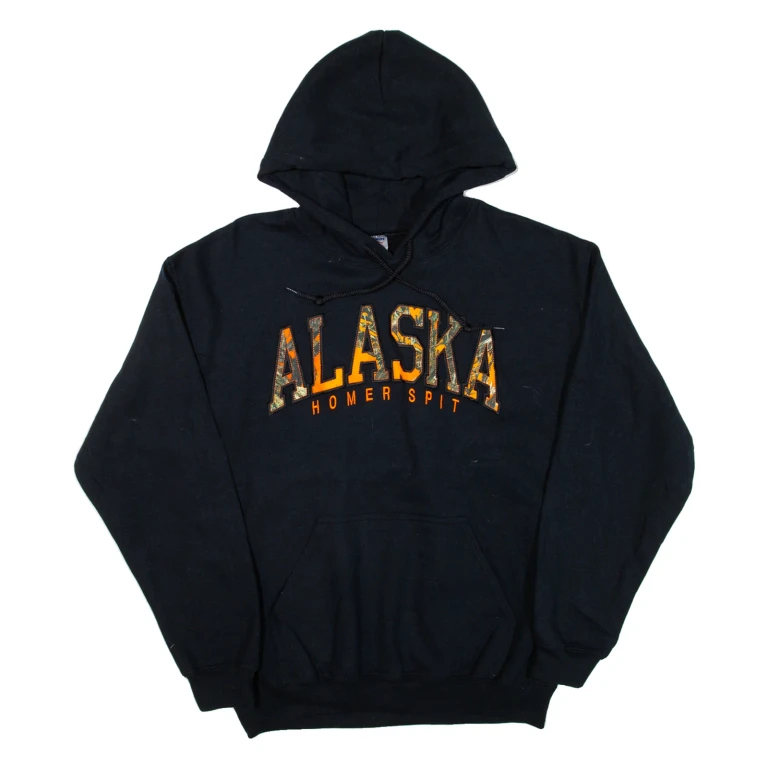GILDAN Alaska Homer Spit Mens Black Hoodie M