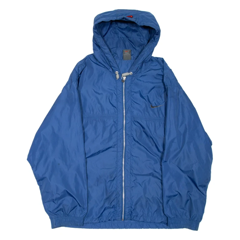 NIKE Womens Rain Jacket Blue Hooded L