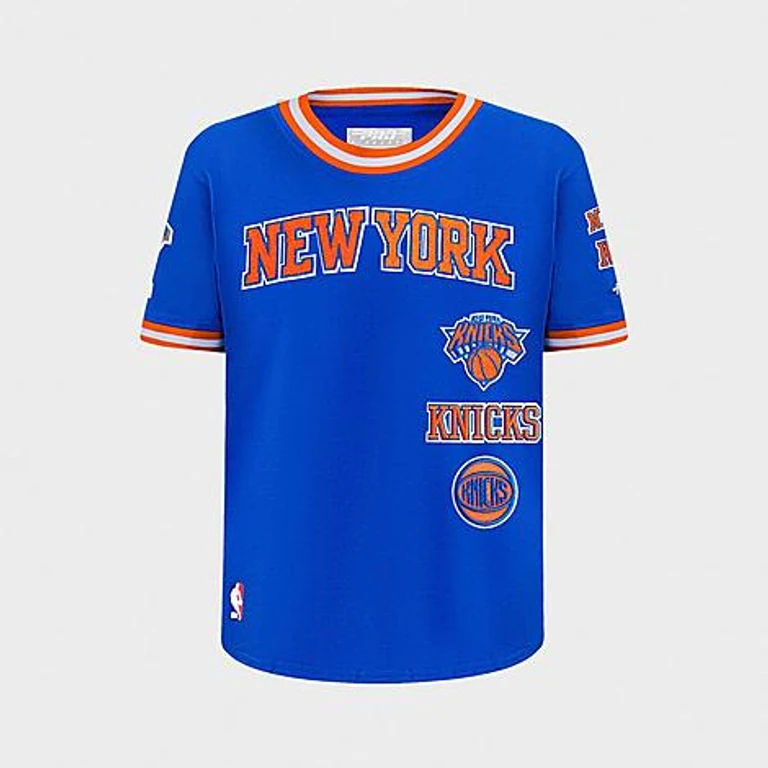 Pro Standard Big Kids New York Knicks NBA Retro Classic T-Shirt in Royal Blue/Orange Size: Small