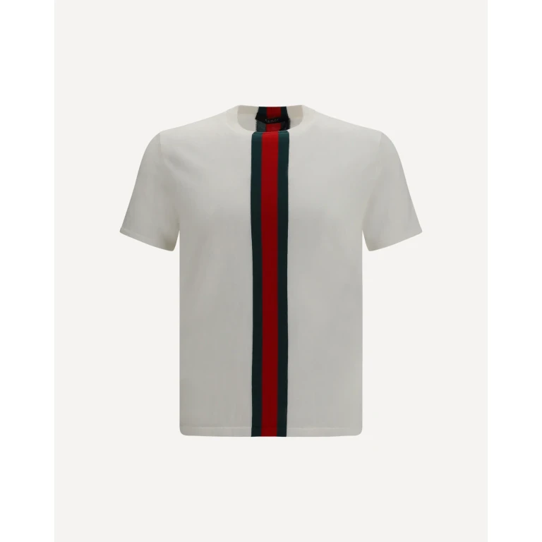 GUCCI Cotton knit T-shirt with Web intarsia Male L