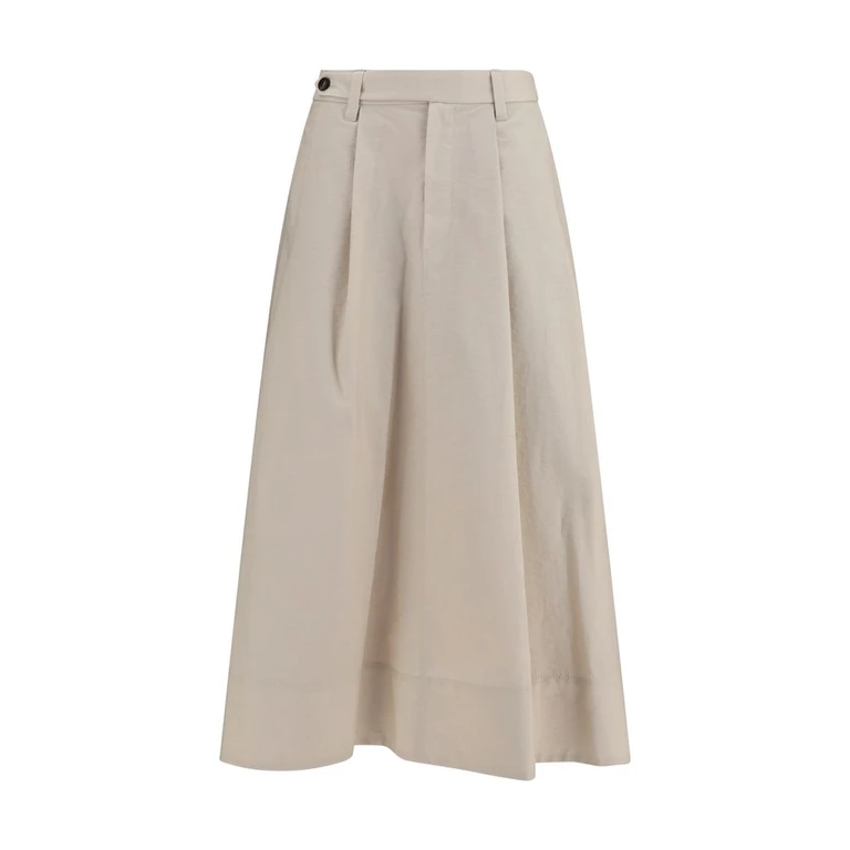 Brunello Cucinelli Beige Cotton Midi Skirt - Women