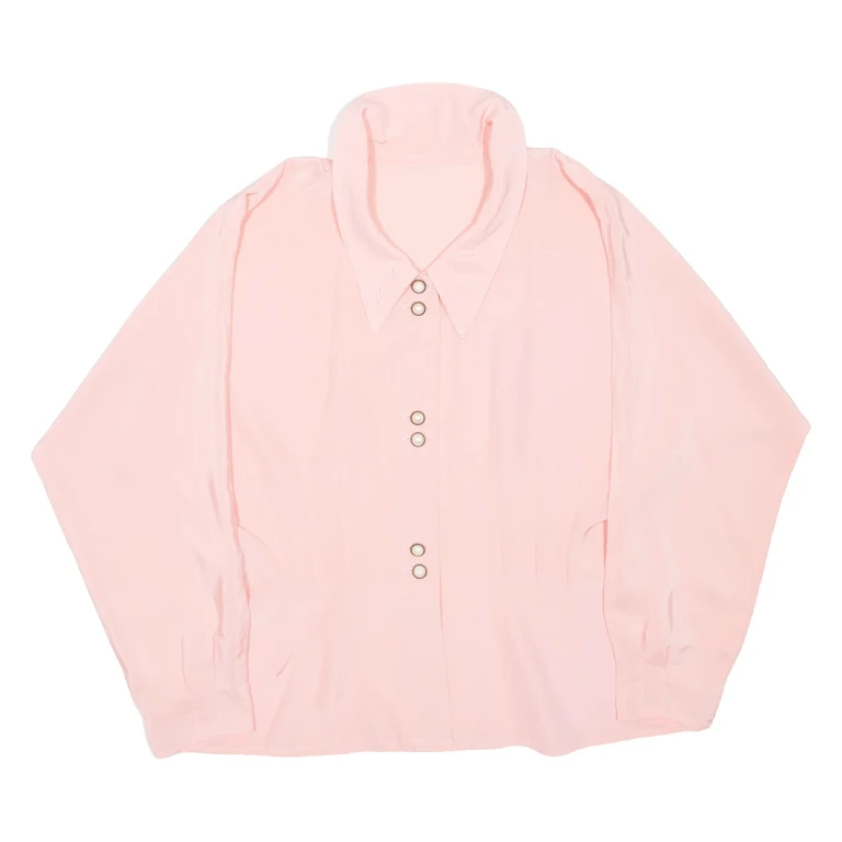 Womens Blouse Pink Collared Long Sleeve L