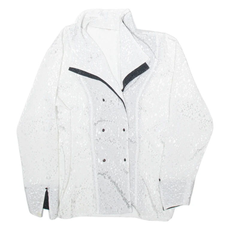 Womens Printed Shirt Silver V-Neck Long Sleeve M
