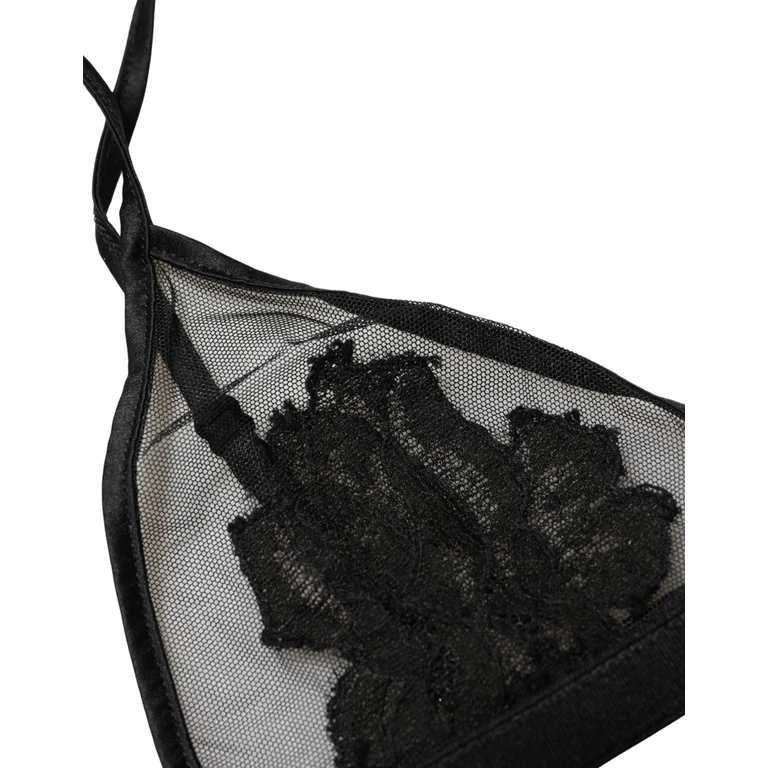 Dolce & Gabbana Black Floral Soft Cup Triangle Bra Underwear Elastane Nylon Viscose Clothing - Women