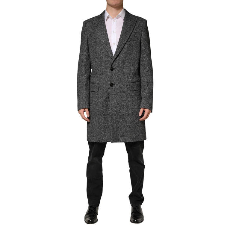 Dolce & Gabbana Gray Wool Blend Long Trench Coat Men Jacket Virgin Cotton Polyester Clothing - Men