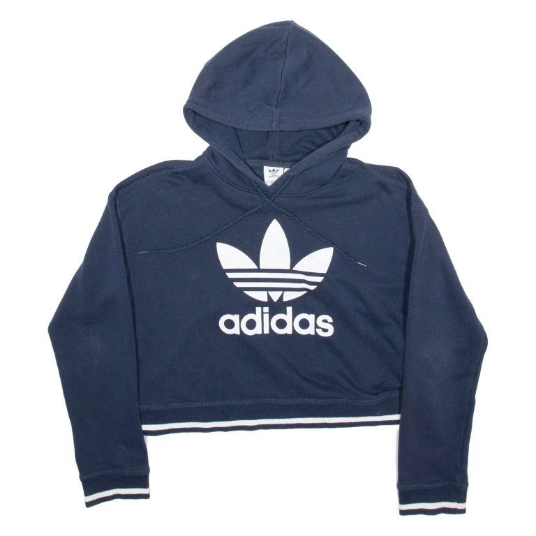 ADIDAS Cropped Womens Blue Hoodie UK 8